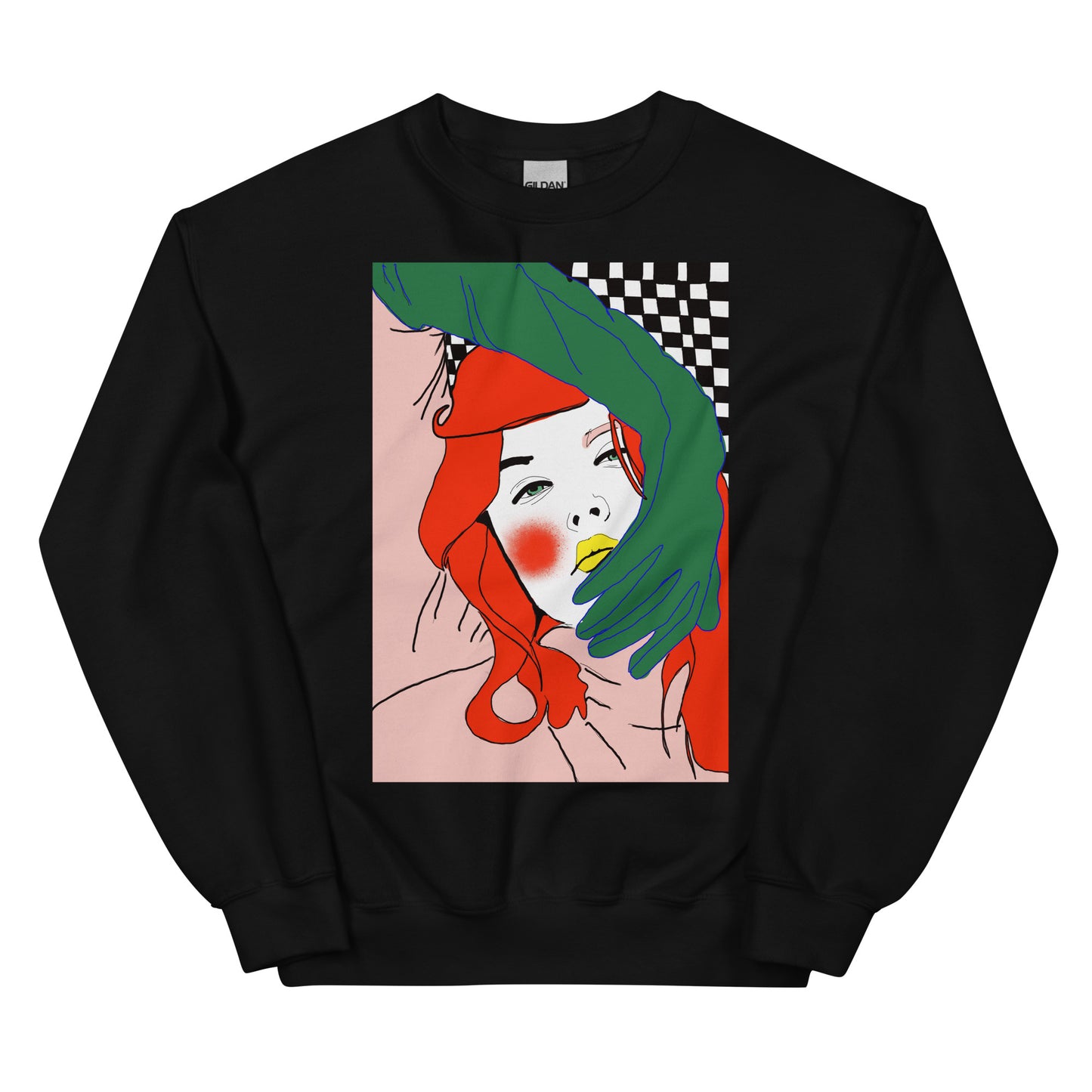 The Crown Portrait Sweatshirt showcasing woman with crown design