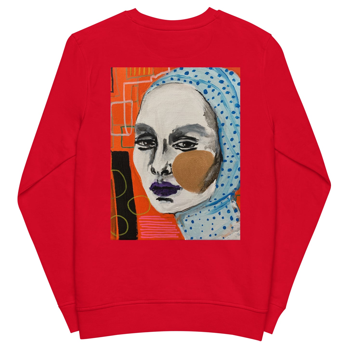 Everyday Be You Red Sweatshirt featuring expressive woman's face design